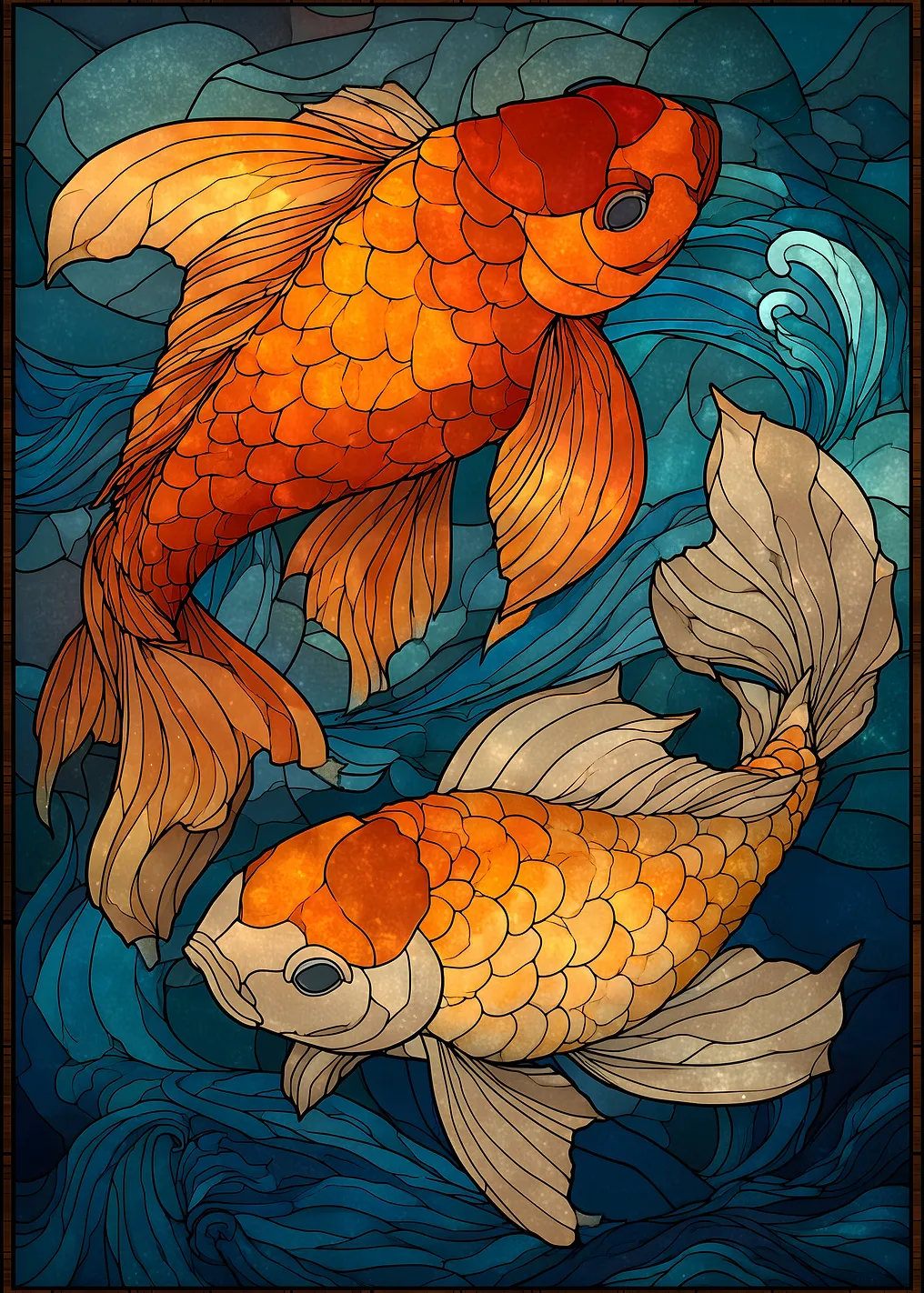 Two Koi Fish in Water