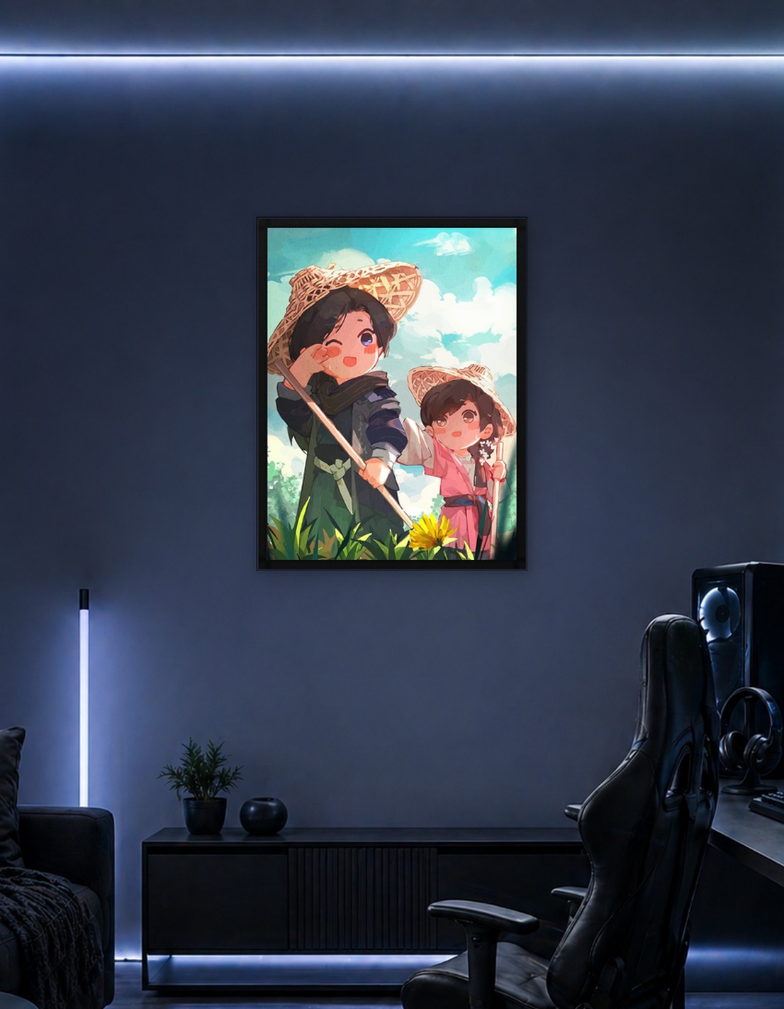 Two Children in Straw Hats