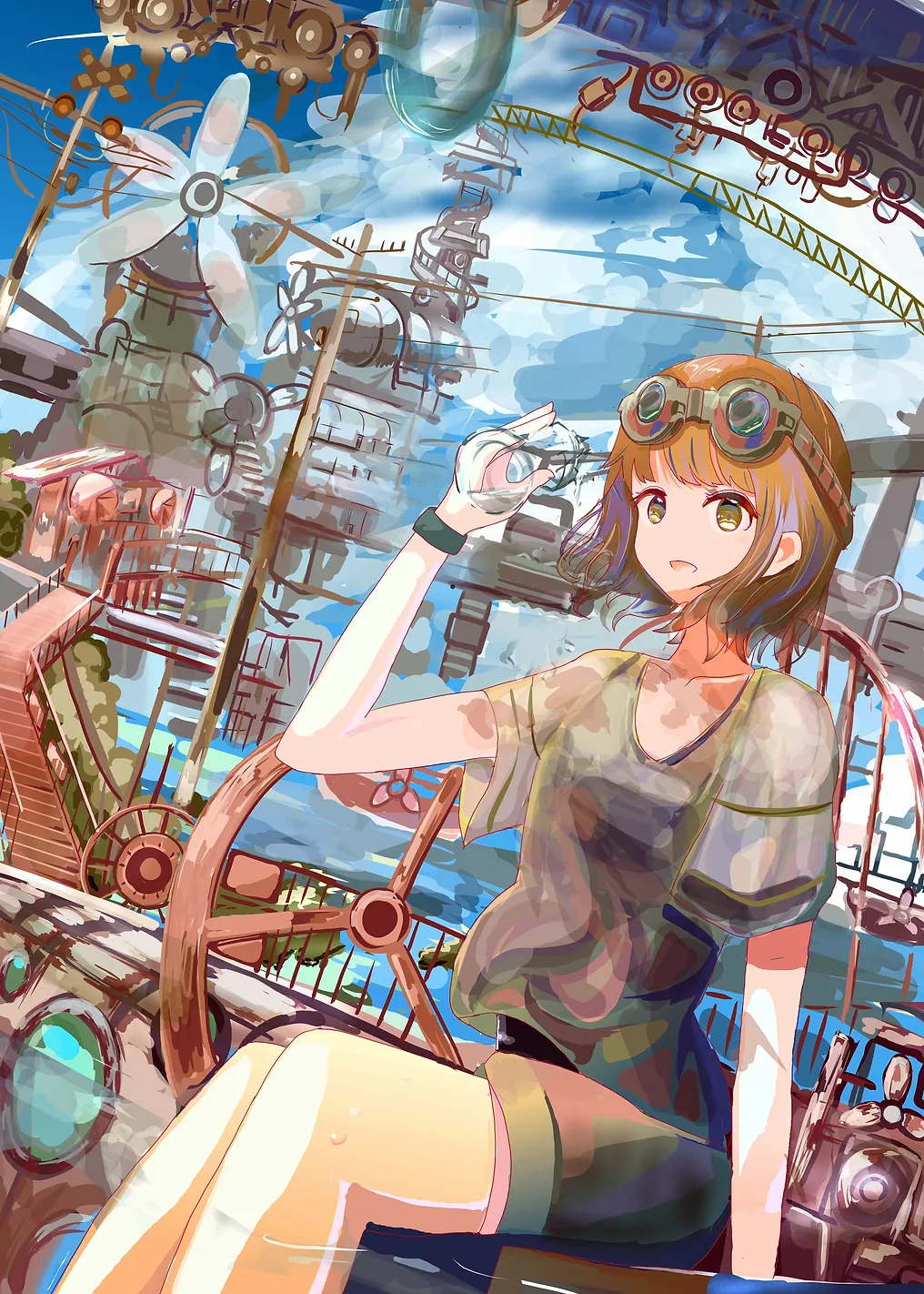 Steampunk Girl at the Helm