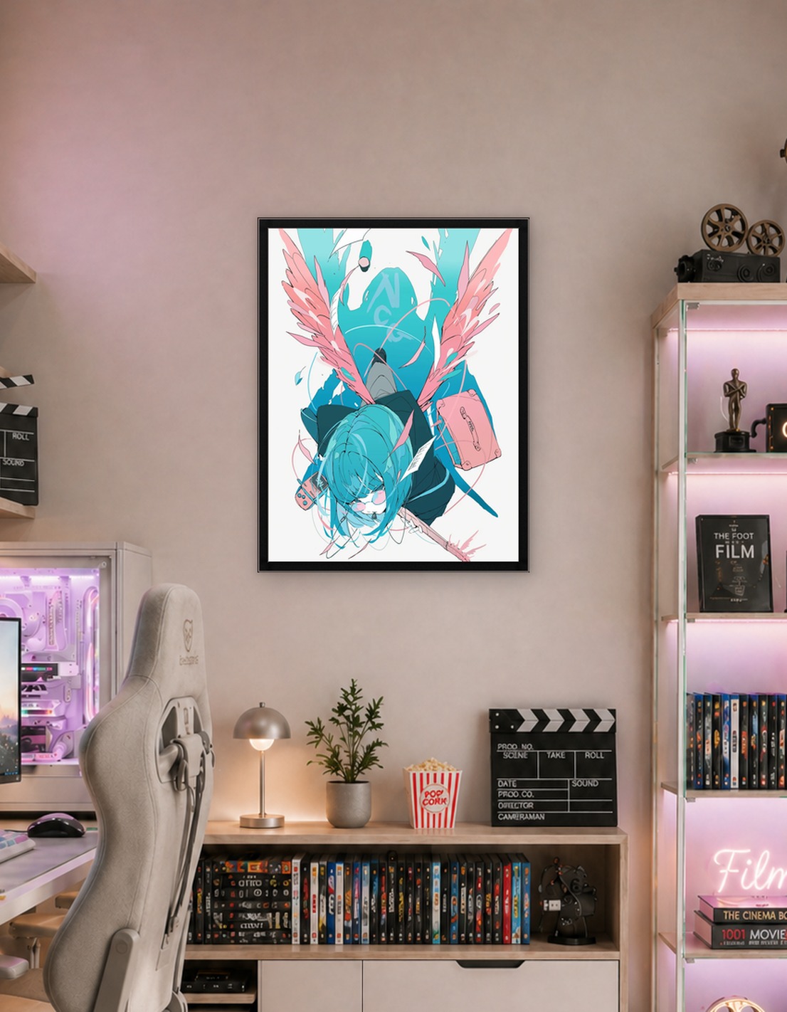 Turquoise Haired Girl with Wings Illustration