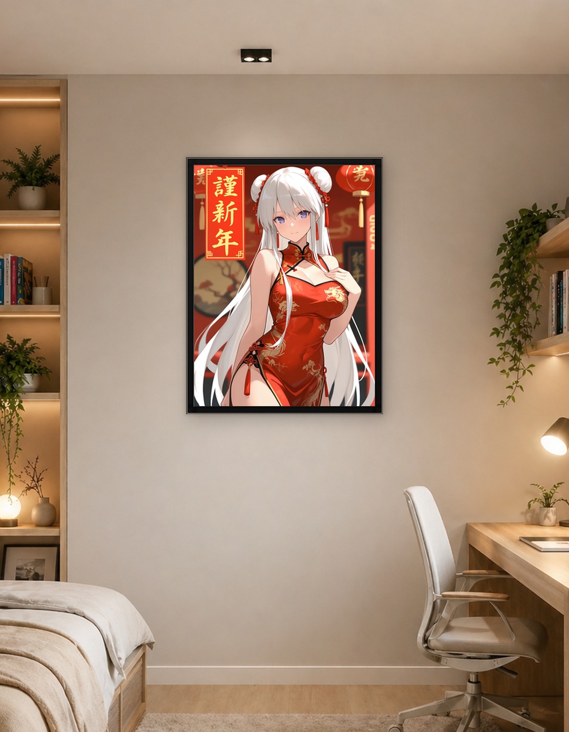 Anime Girl in Cheongsam for Lunar New Year