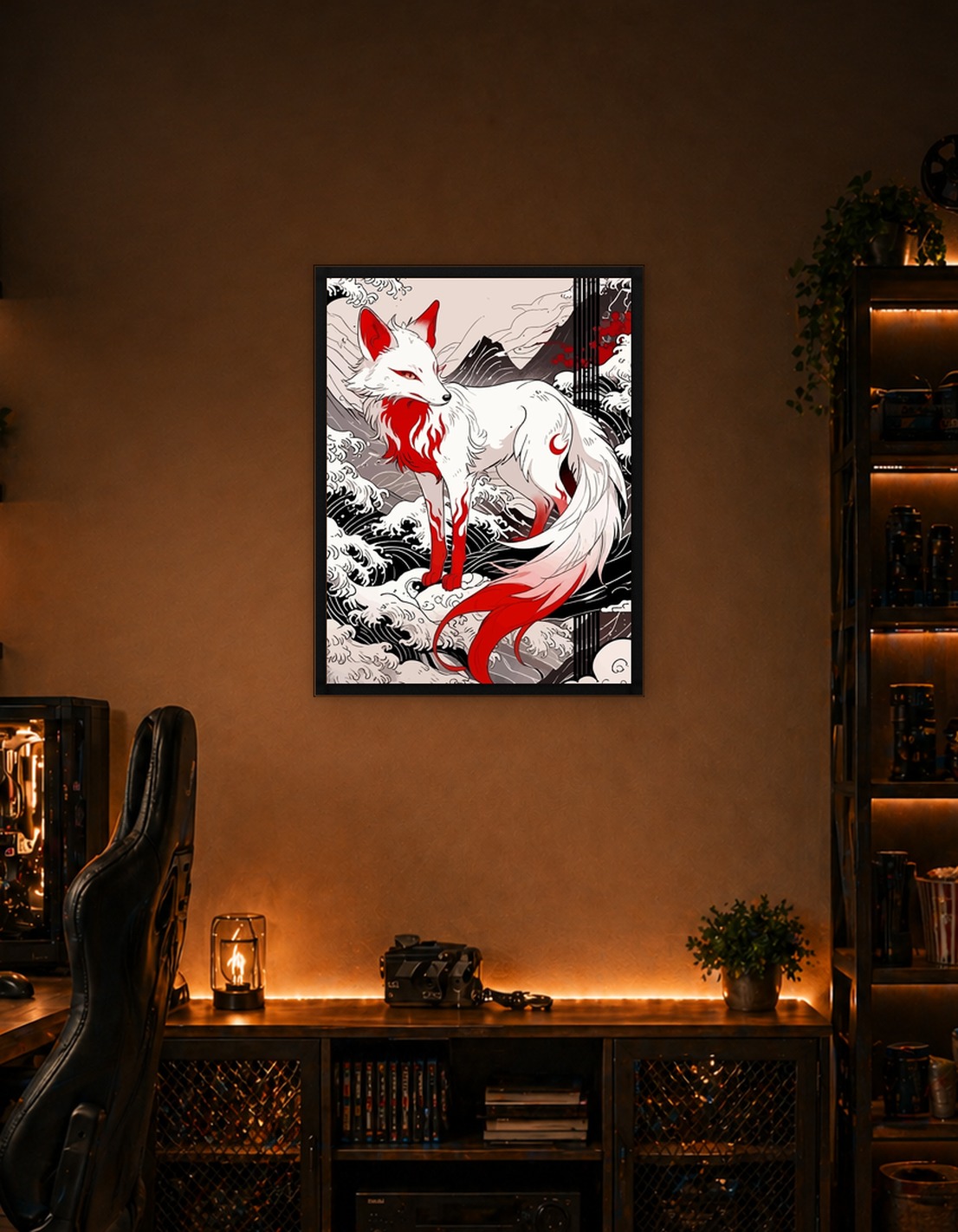 White Fox Spirit with Red Markings
