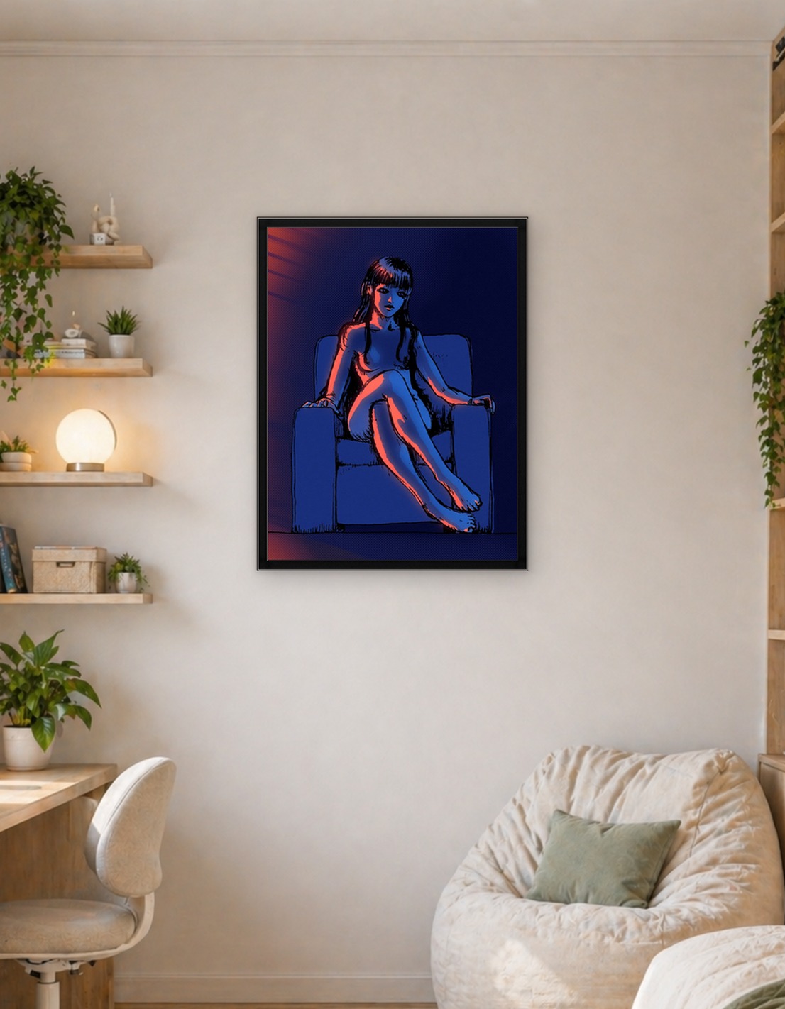 Woman in Chair, Blue and Red