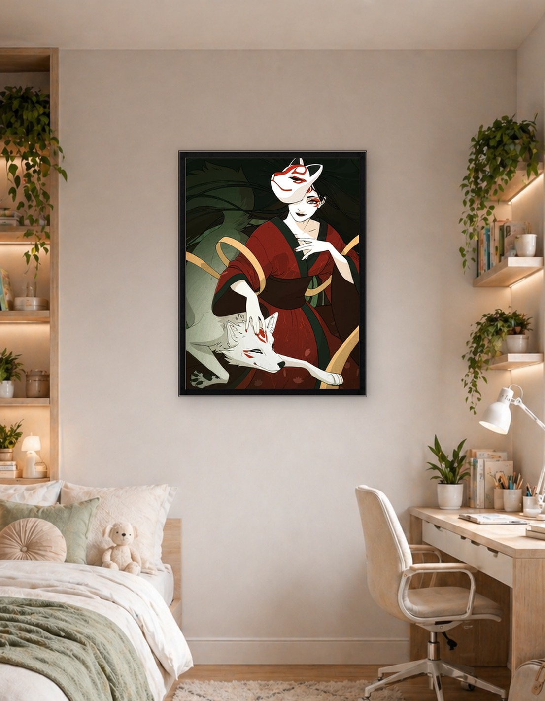 Woman with Kitsune Mask and Fox