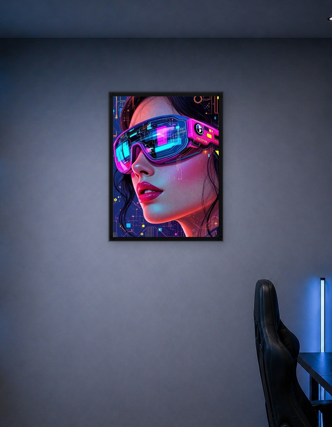 Woman in Futuristic VR Goggles
