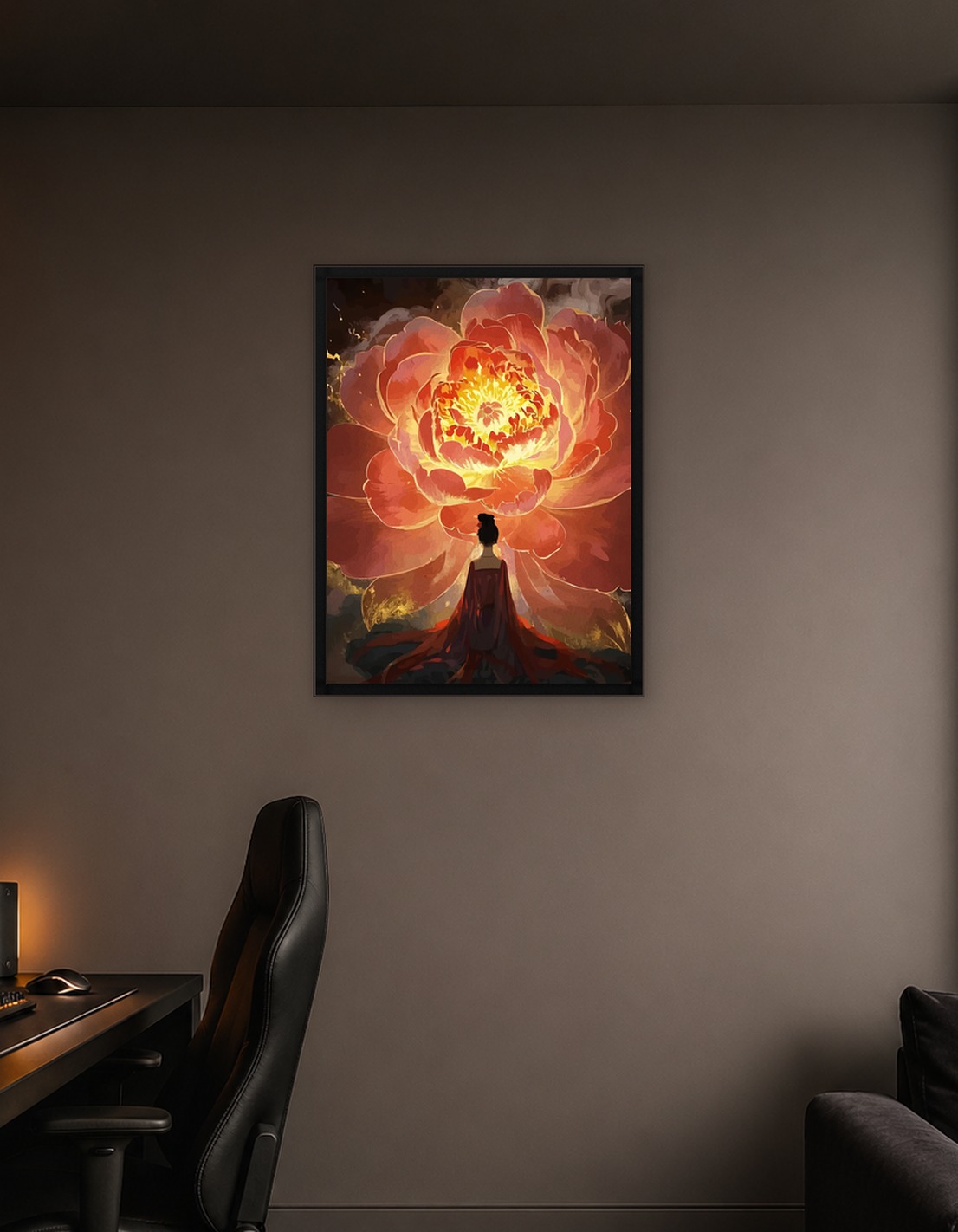 Woman and Giant Flower Digital Art