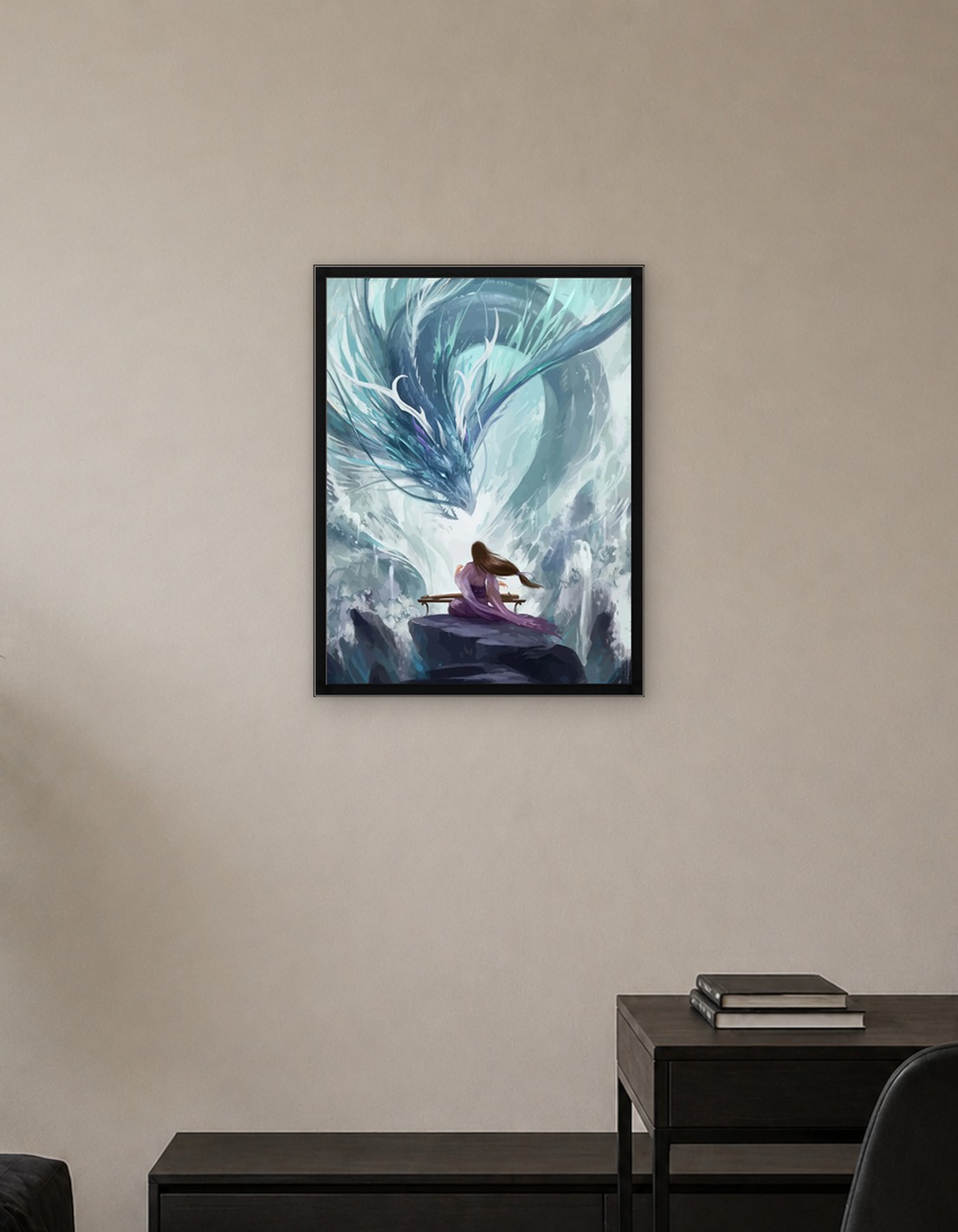 Woman Playing Music for a Dragon