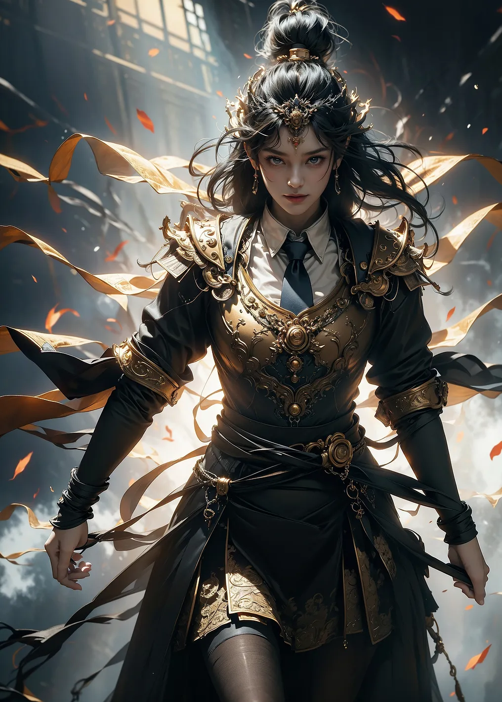 Warrior Woman in Armor and Tie