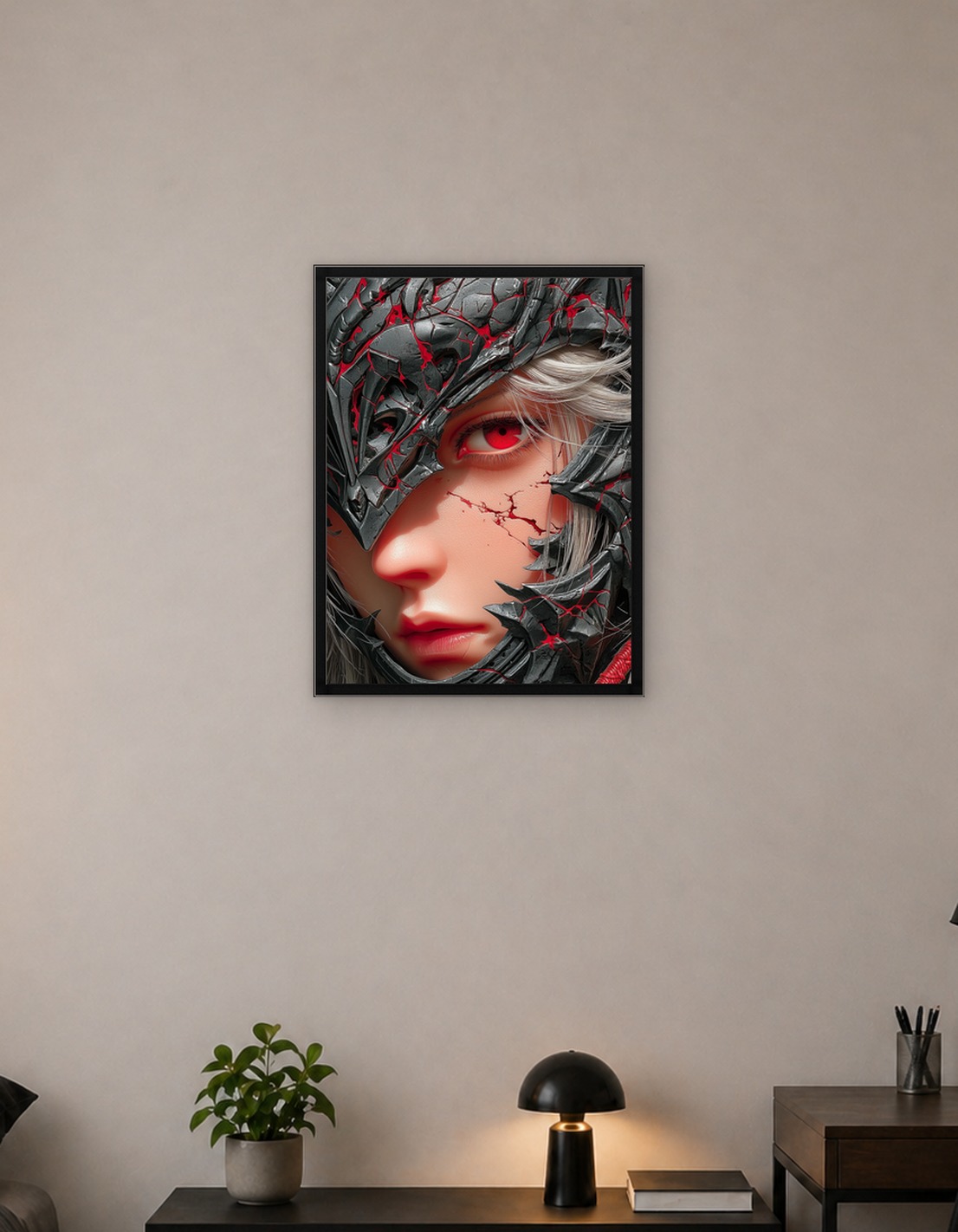 Warrior Woman with Red Eyes