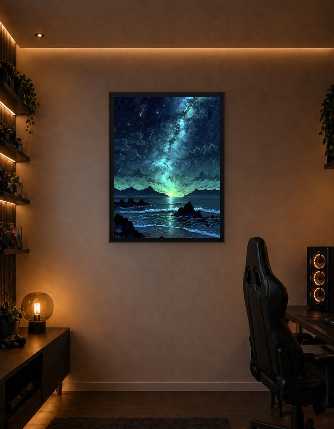 Starry Night Sky Over Ocean
