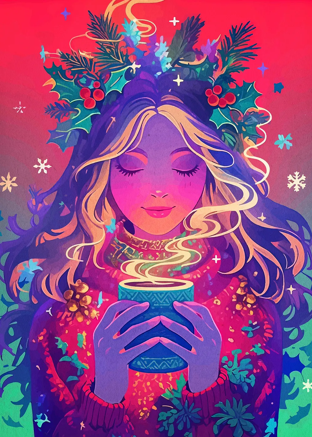 Winter Warmth: Woman with Hot Drink