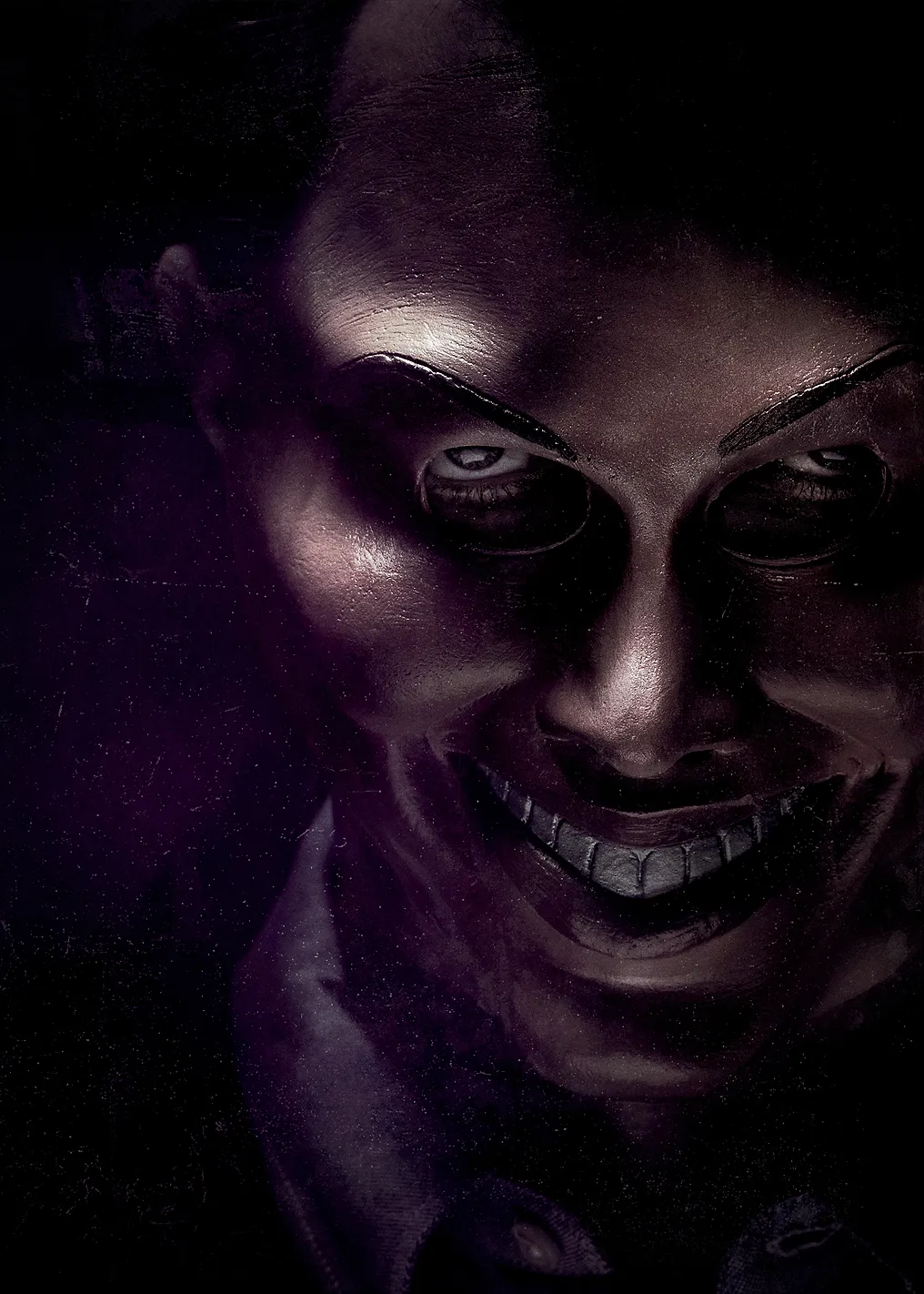 Sinister Masked Face in Dark Lighting