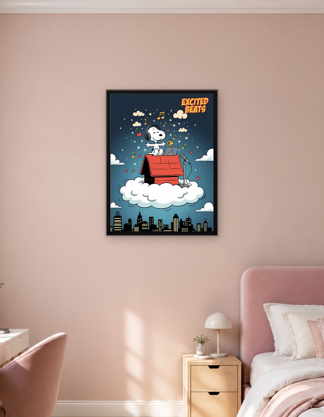Snoopy's Excited Beats Cartoon Illustration