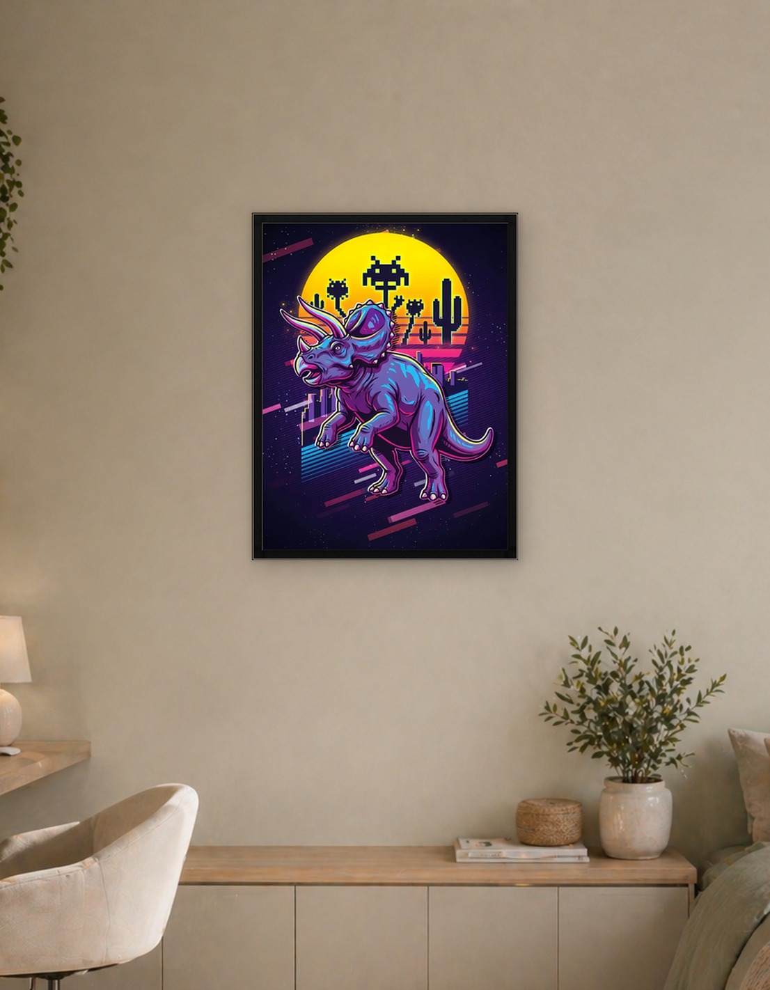 Retro Triceratops Dinosaur Illustration