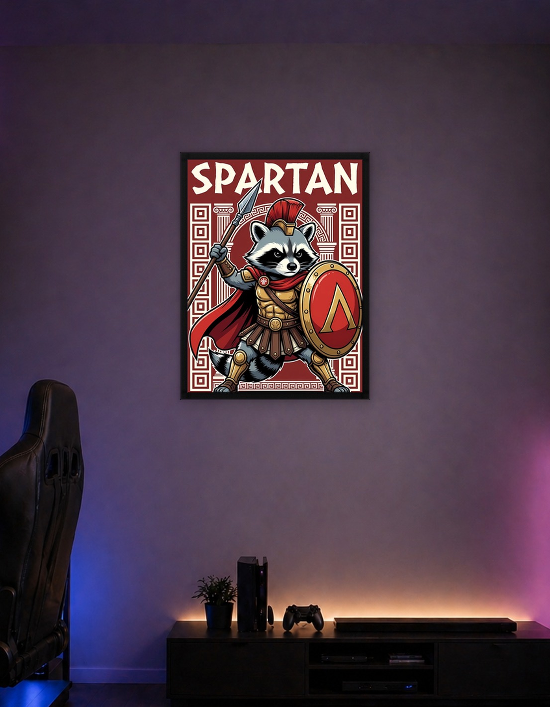 Spartan Raccoon Warrior Illustration