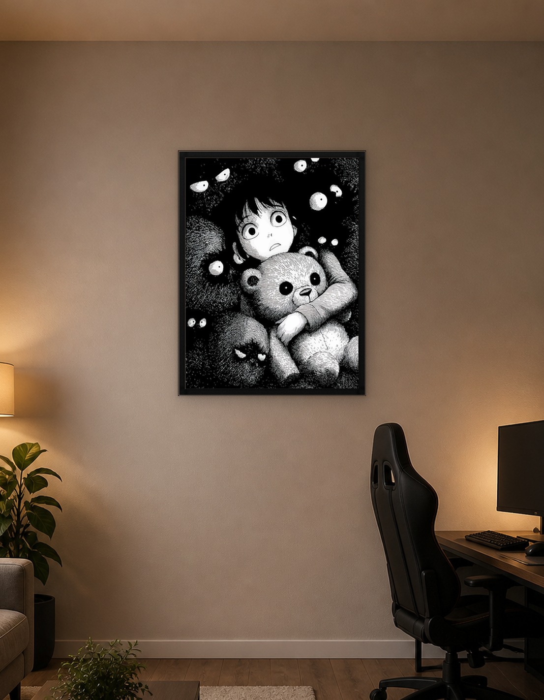 Scared Girl Hugging Teddy Bear