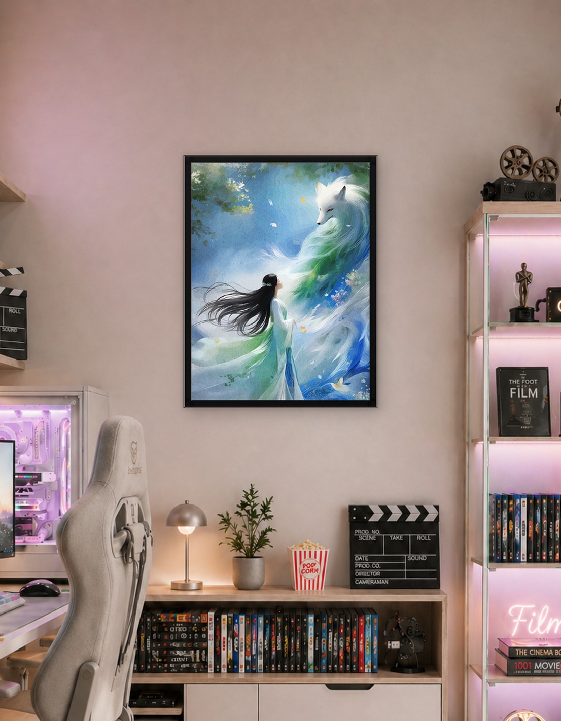 Woman and White Fox Spirit Painting