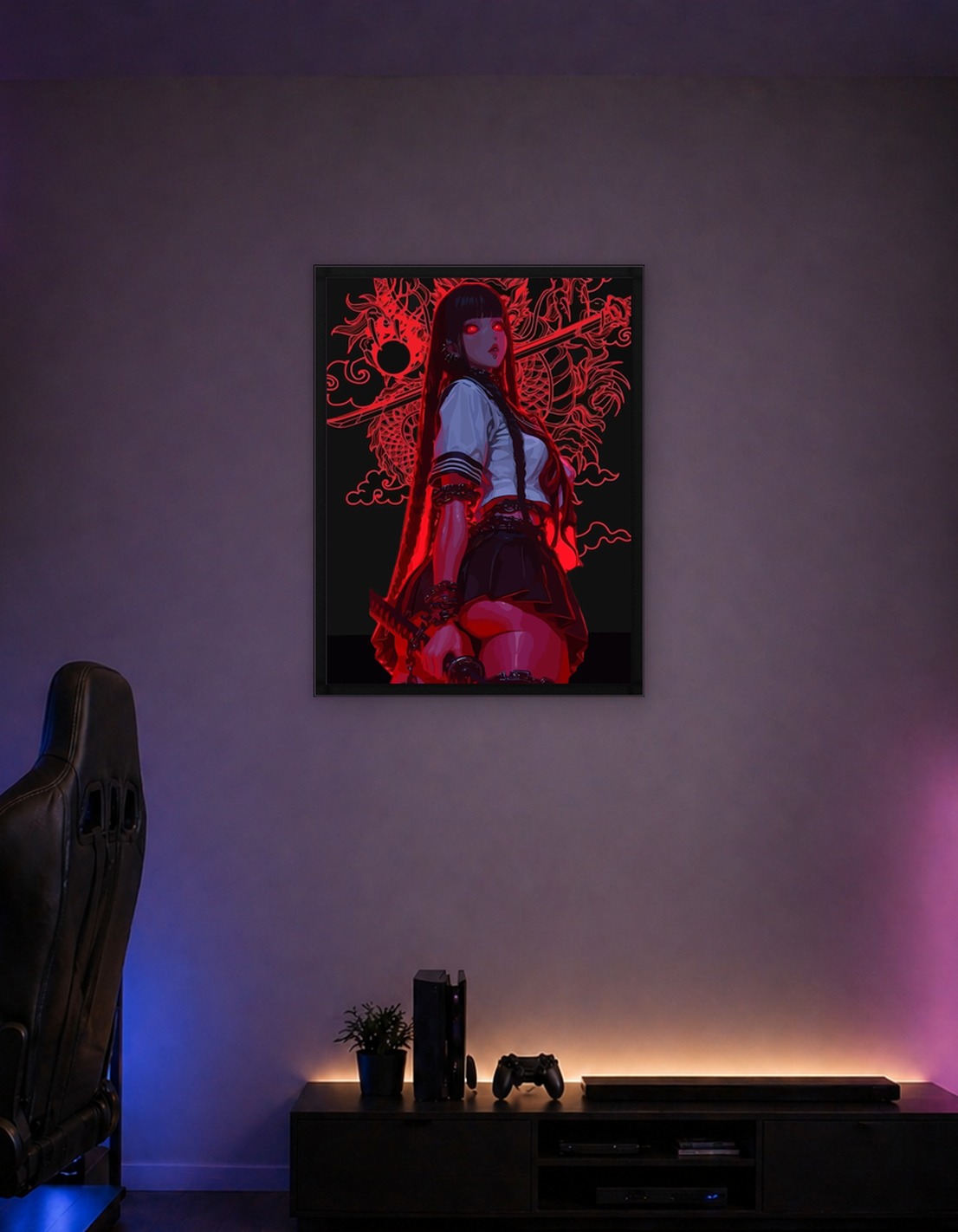 Red Anime Girl with Katana