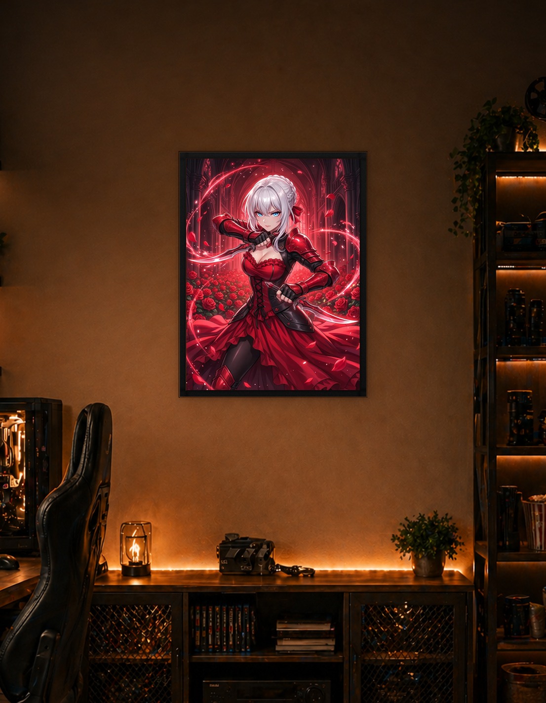Red armored woman with daggers