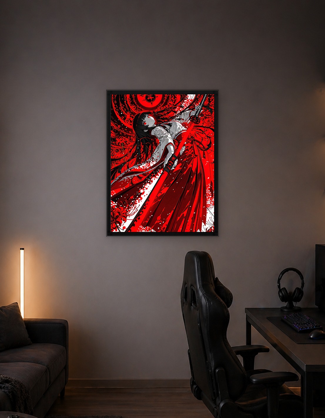 Red Kimono Sword Anime Girl