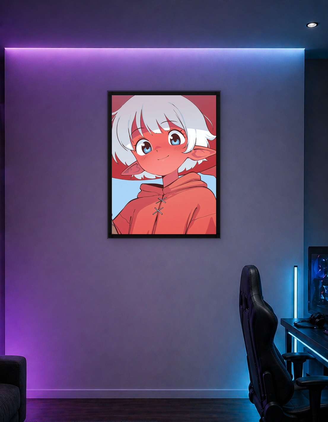 Red-skinned girl with white hair