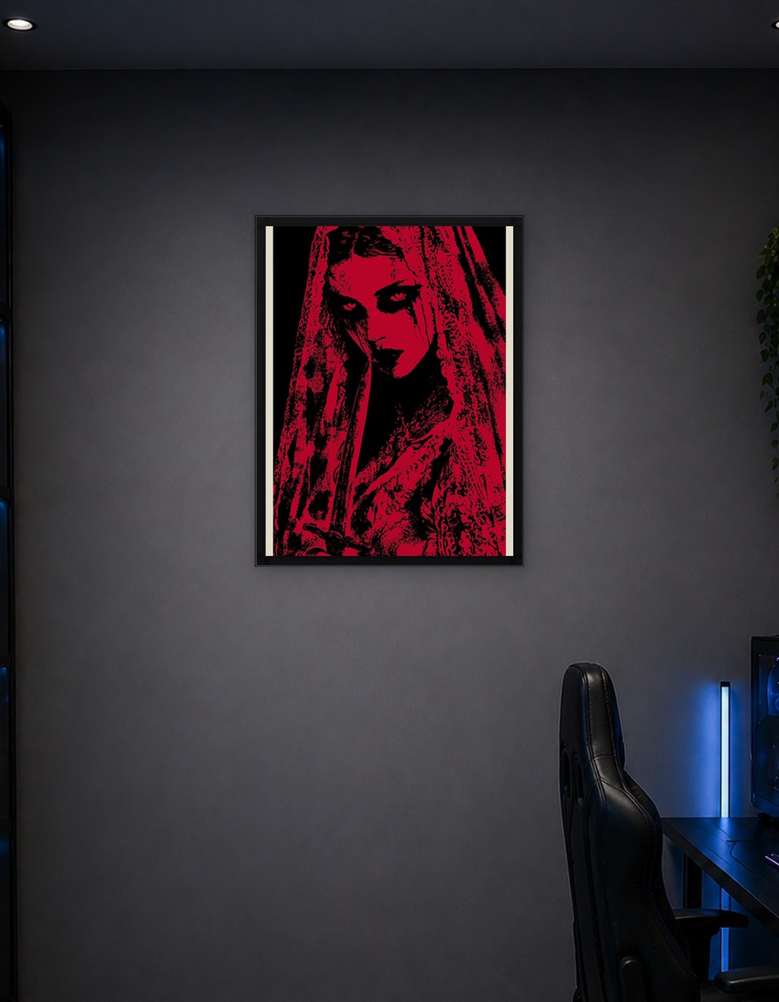 Red and Black Gothic Woman with Dagger