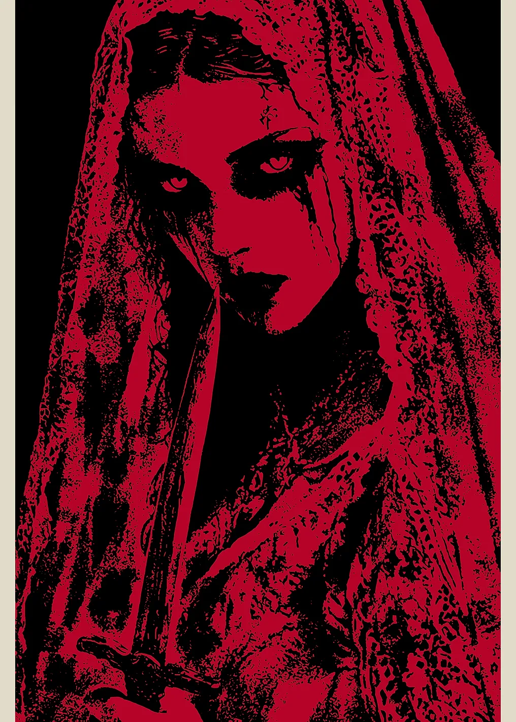 Red and Black Gothic Woman with Dagger