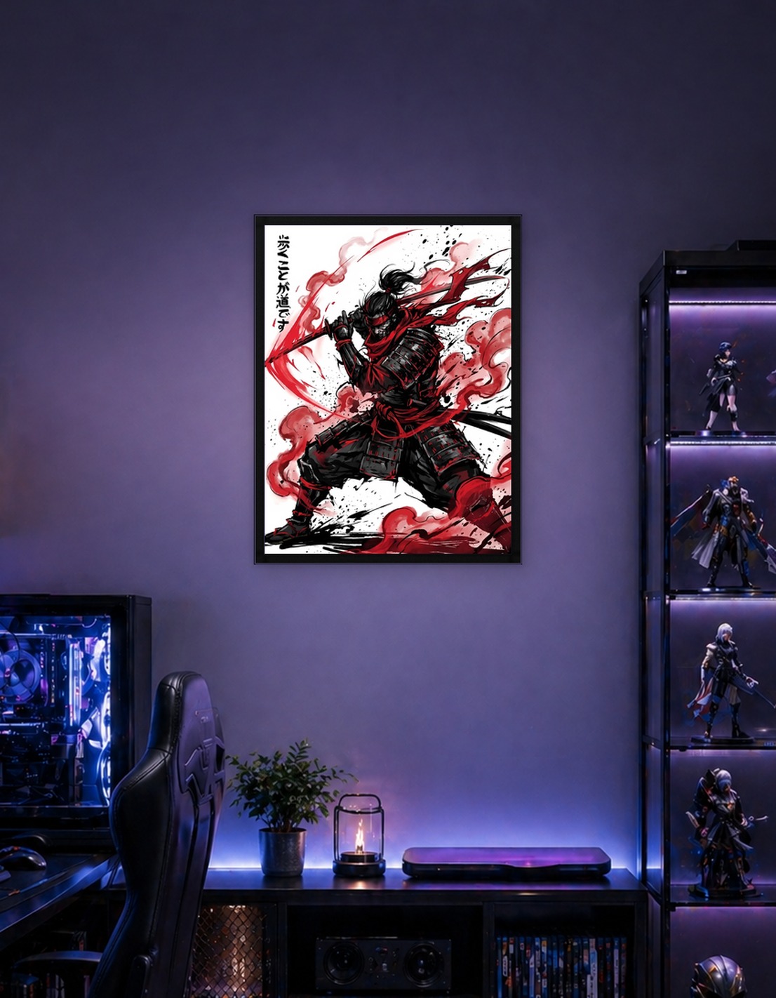 Red and Black Samurai Warrior Illustration
