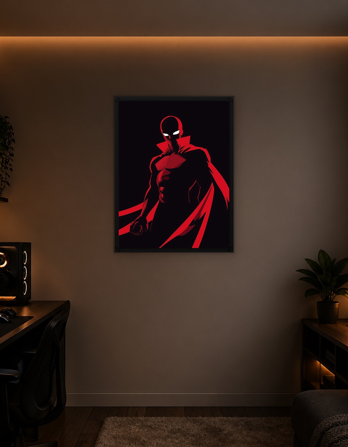 Red and Black Superhero Silhouette