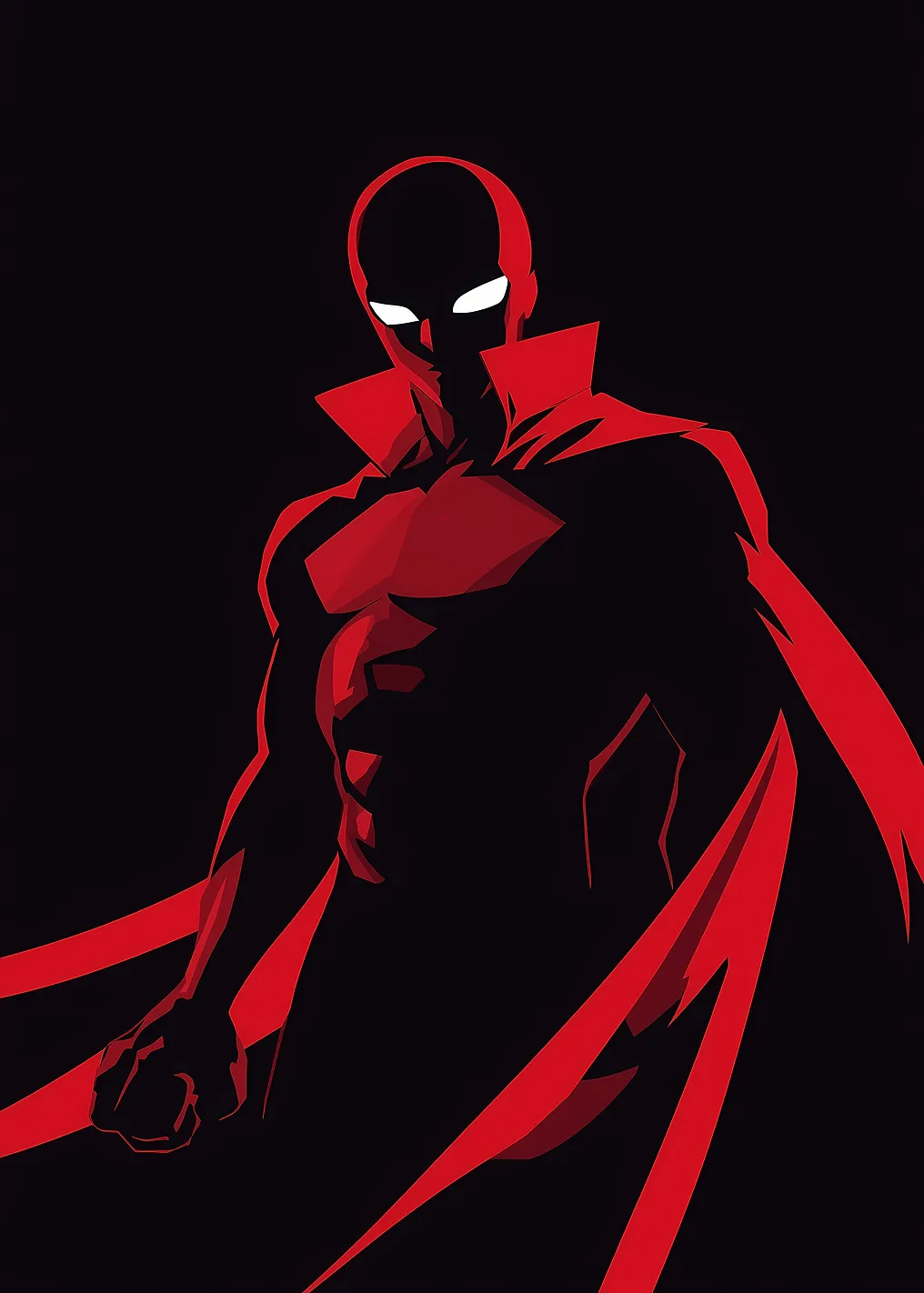 Red and Black Superhero Silhouette