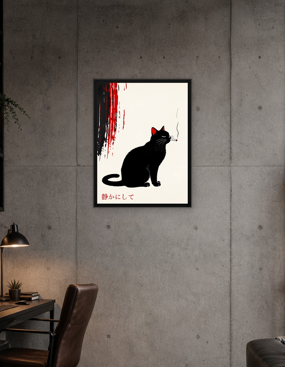 Smoking Cat Japanese Art