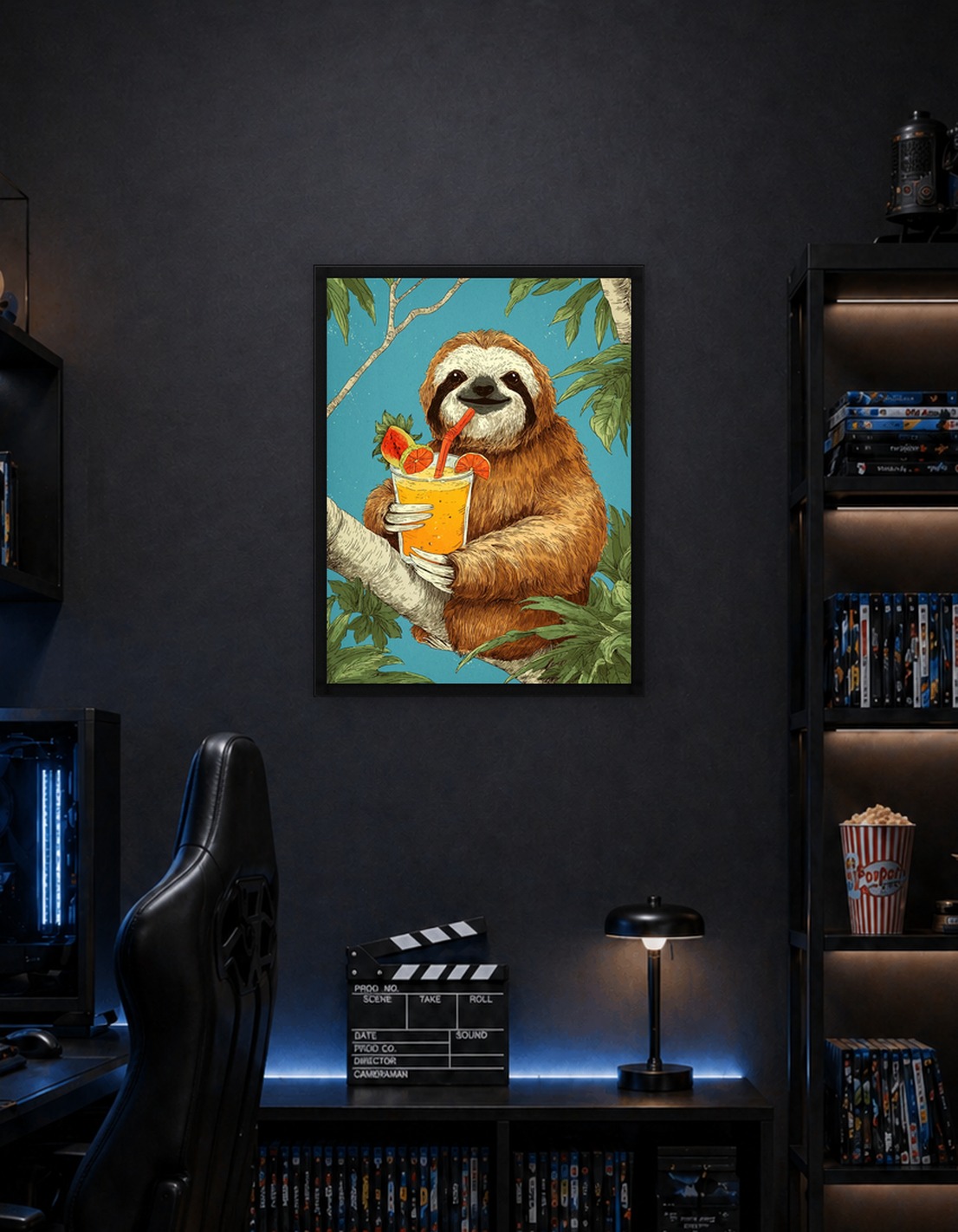 Sloth with Tropical Drink Illustration