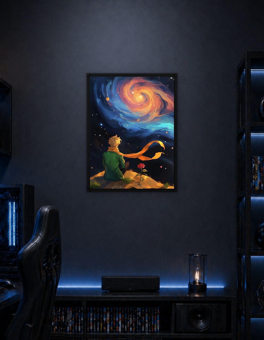 The Little Prince Gazing at the Cosmos