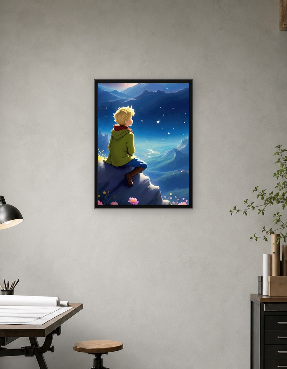 The Little Prince Looking at the Stars