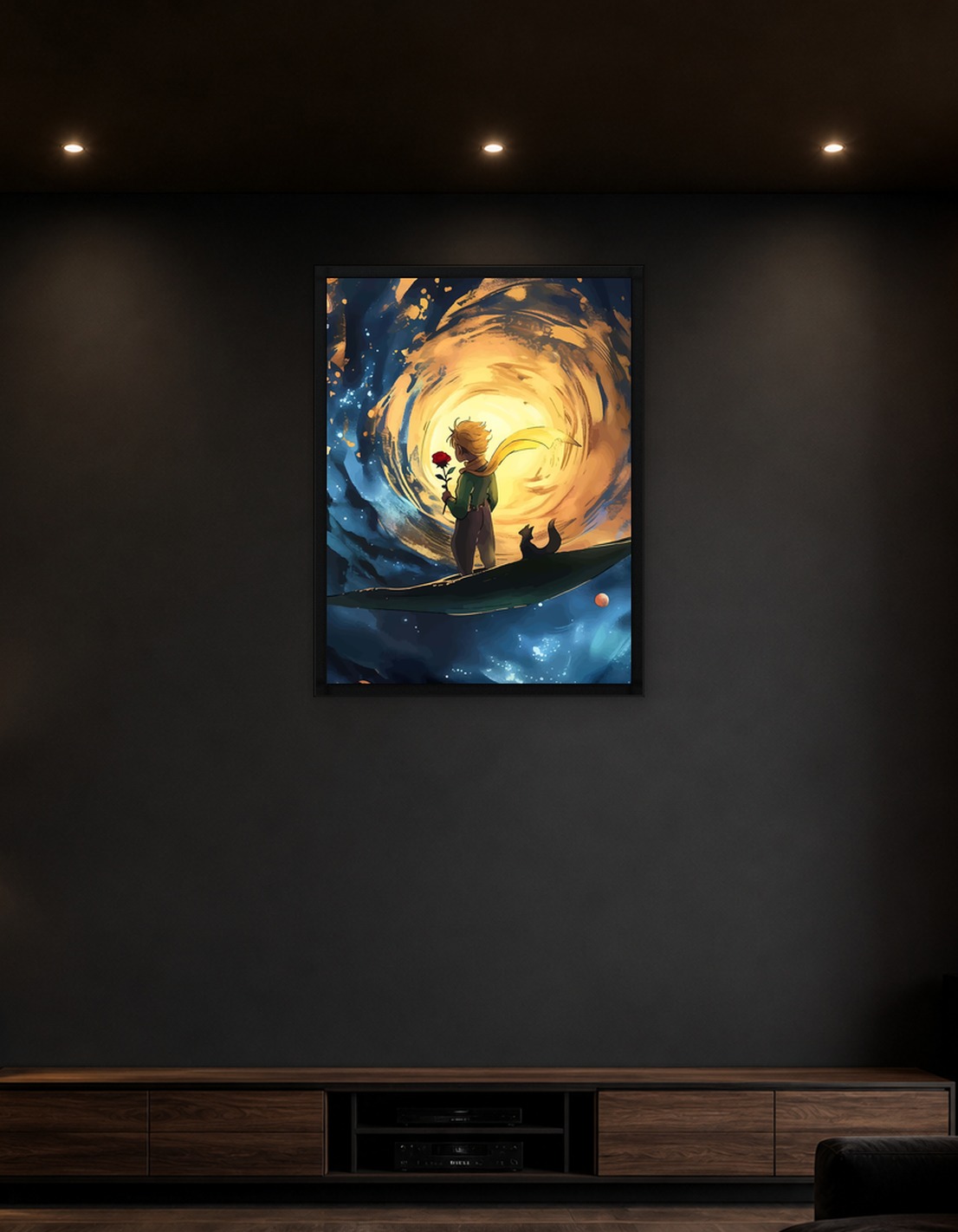 The Little Prince and his Rose in Space