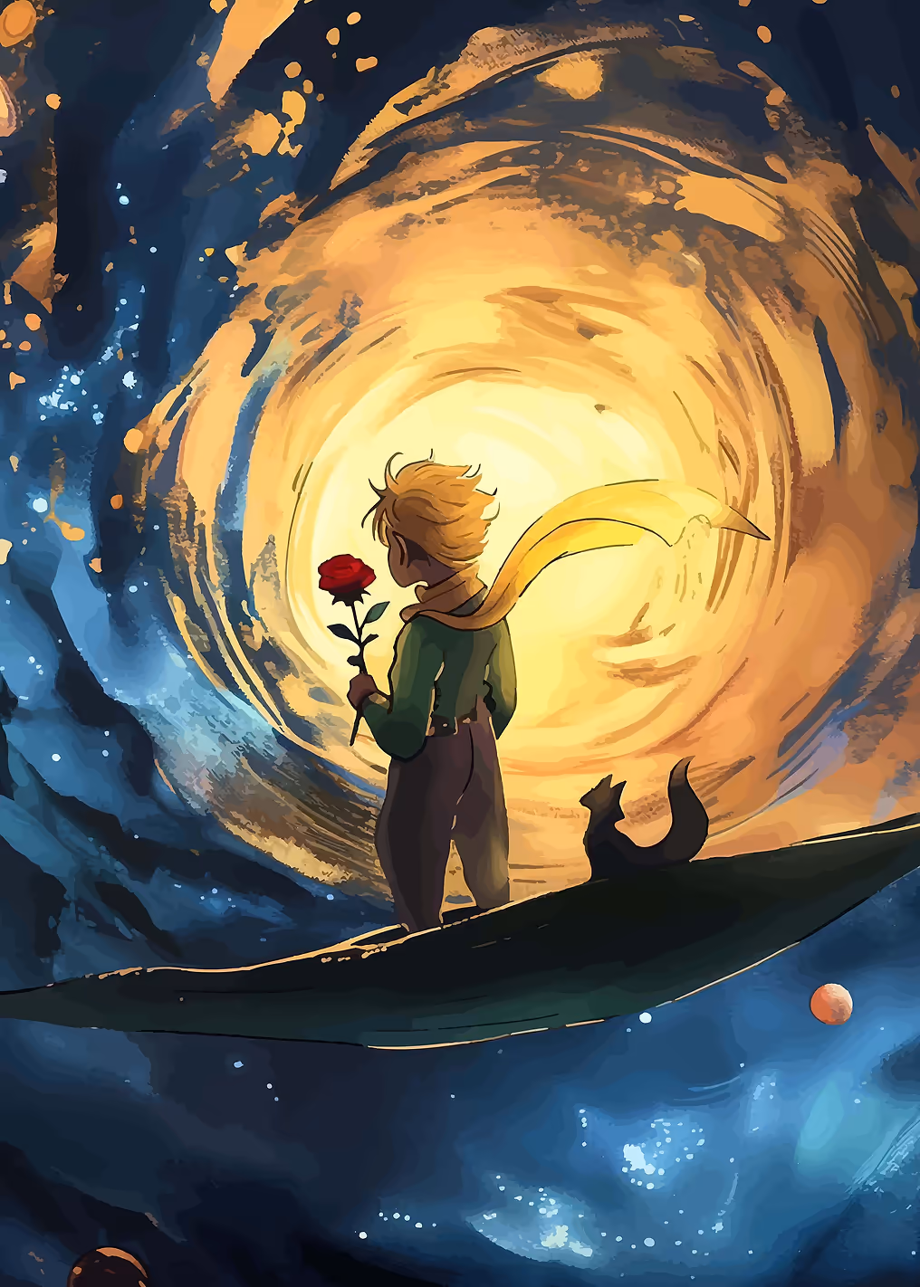 The Little Prince and his Rose in Space