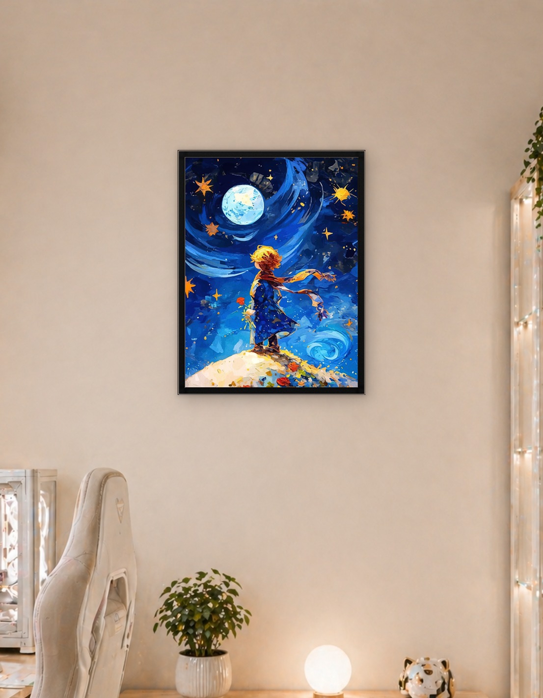 The Little Prince under starry night