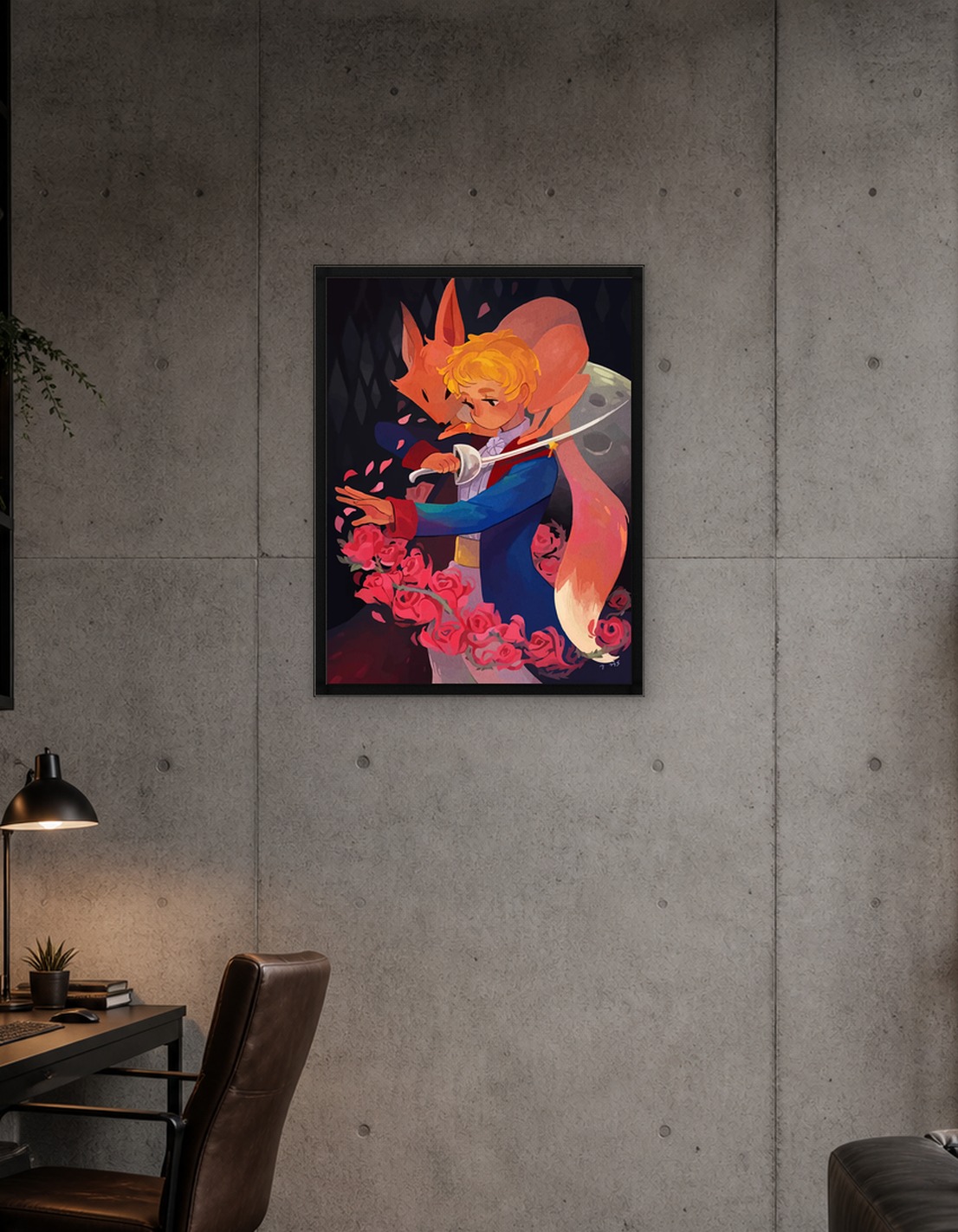 The Little Prince with Fox and Roses