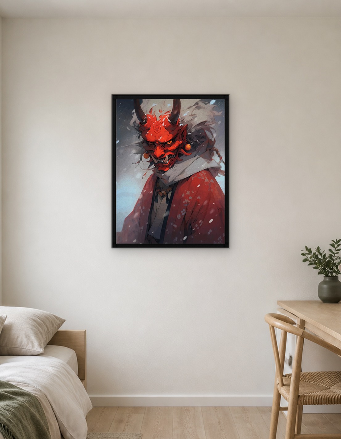 Red Oni Mask in Snow