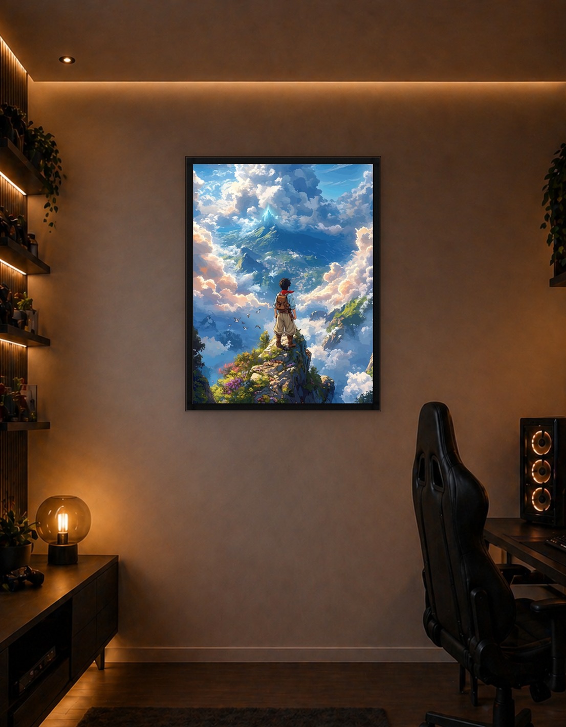Young overlooking mountain landscape
