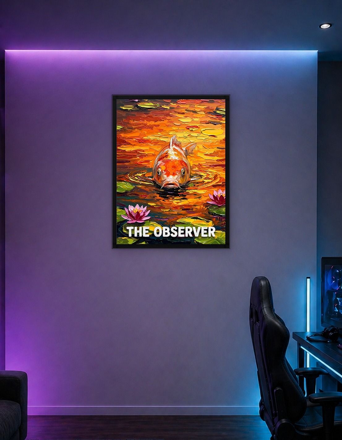 The Observer: Koi Fish in Pond Painting