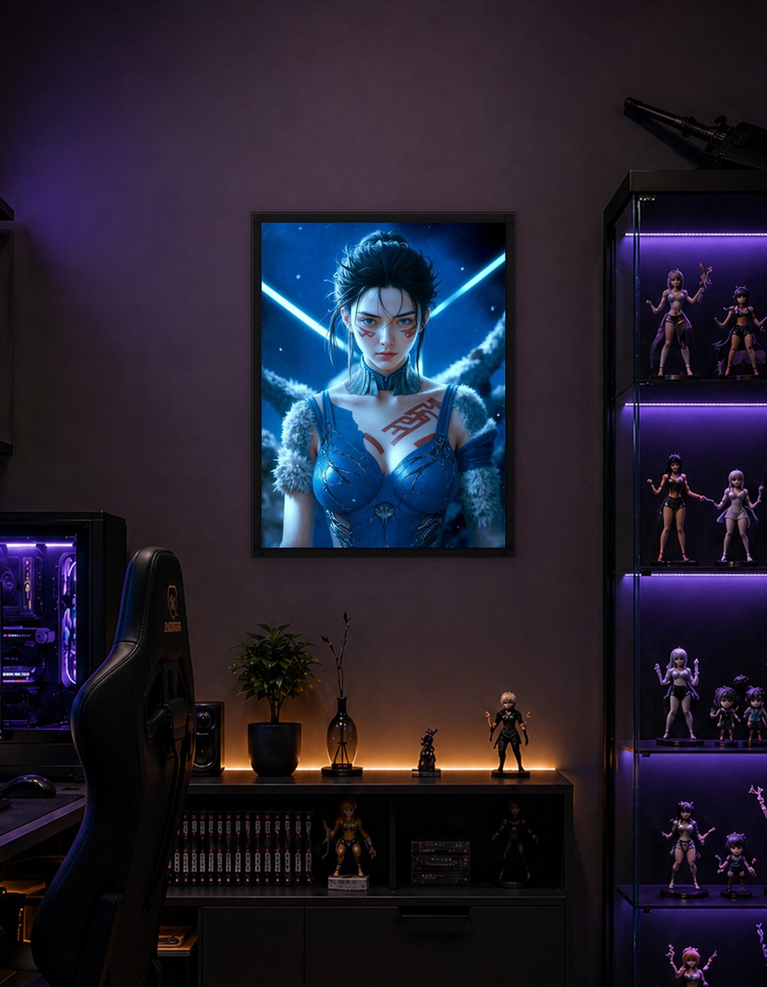 Sci-fi warrior woman with blue armor