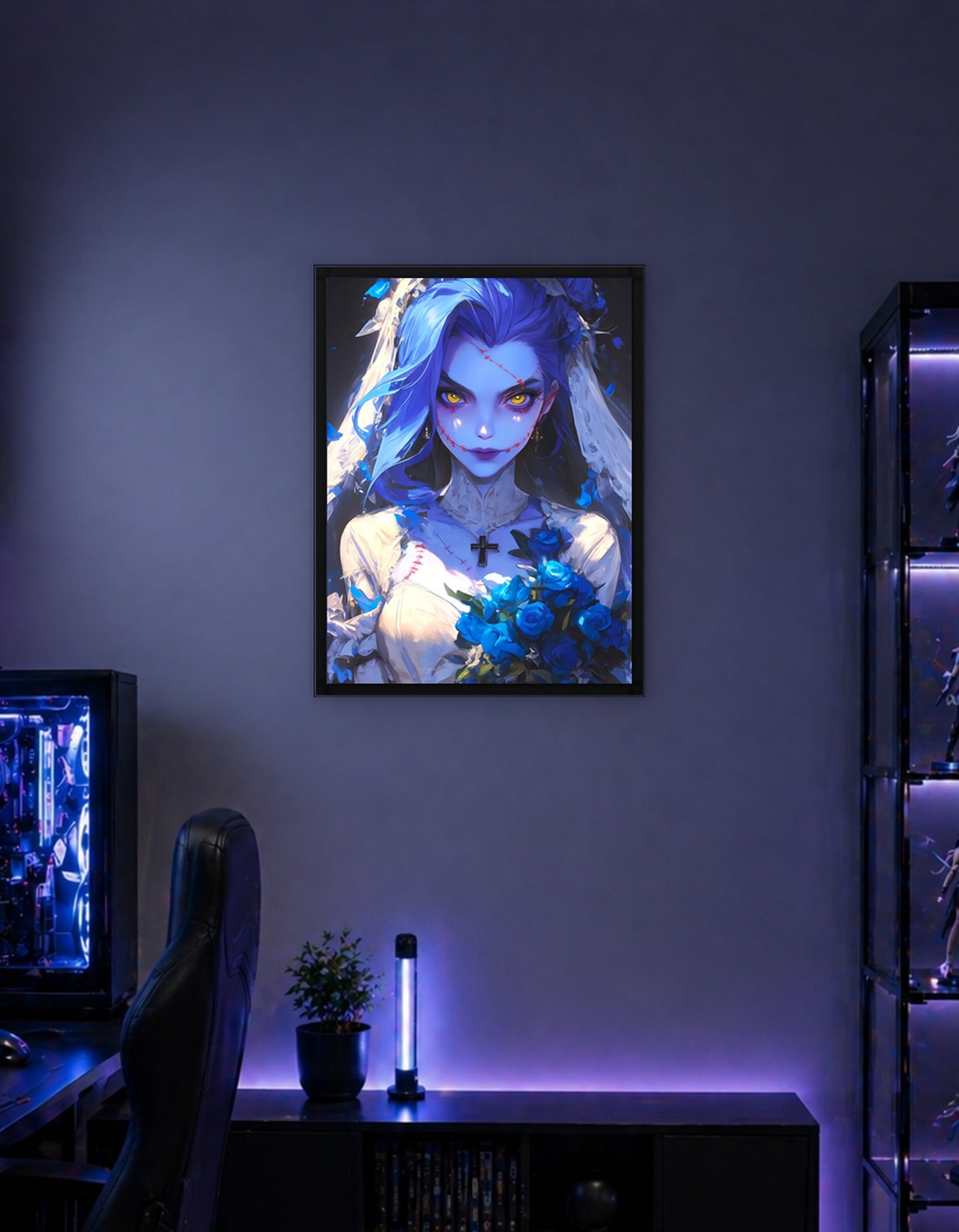 Undead Bride with Blue Roses