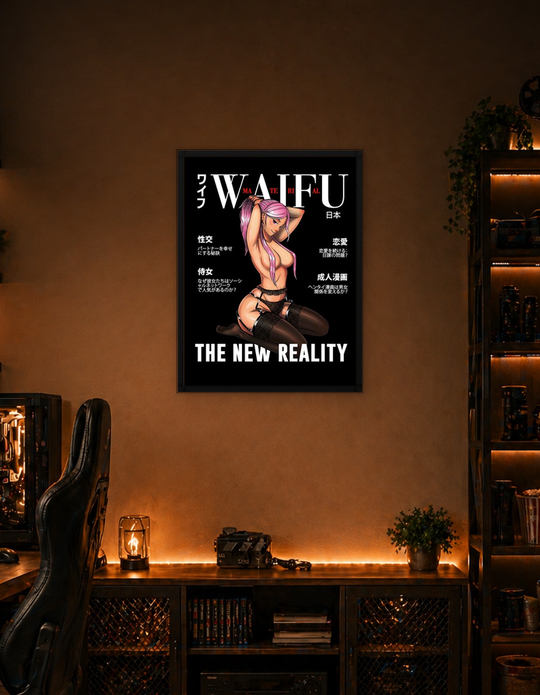 Waifu Magazine Cover with Anime Girl