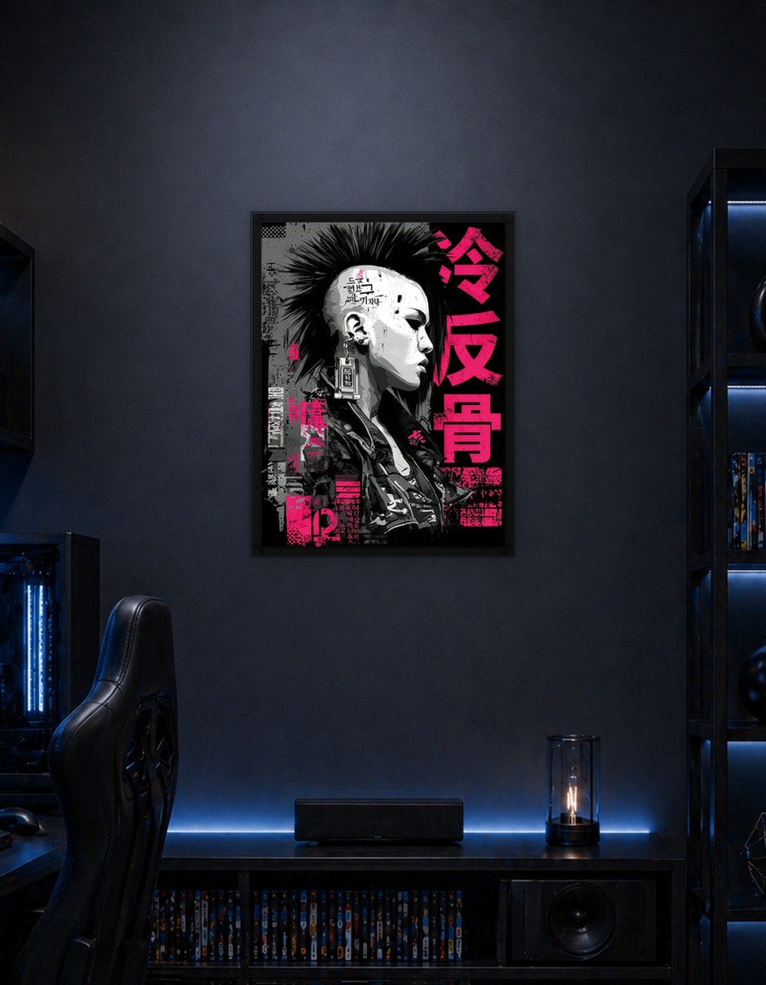Punk Portrait with Japanese Text