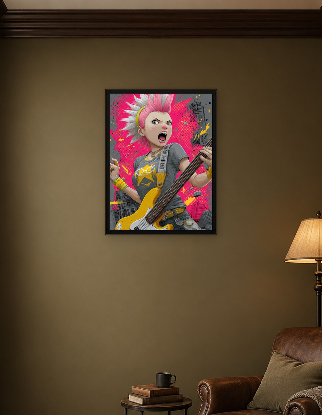 Punk Rocker with Yellow Bass Guitar