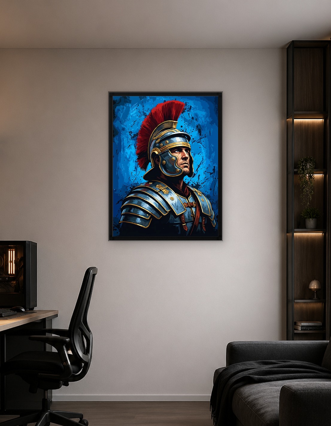 Roman Legionary Portrait with Blue Background
