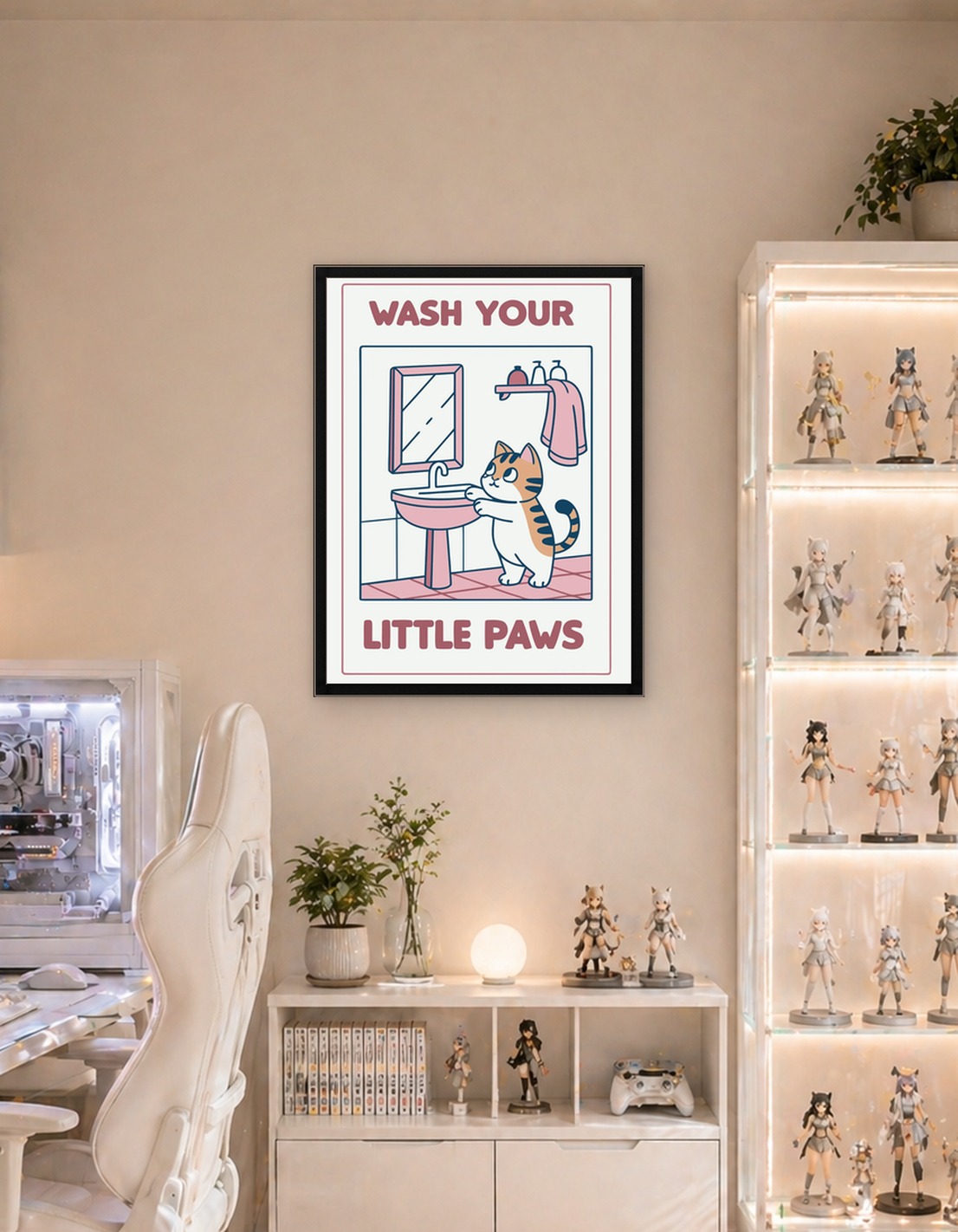 Wash Your Little Paws Cat Poster