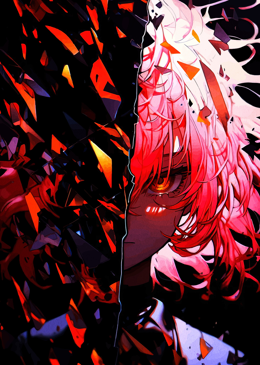 Shattered Anime Girl Portrait