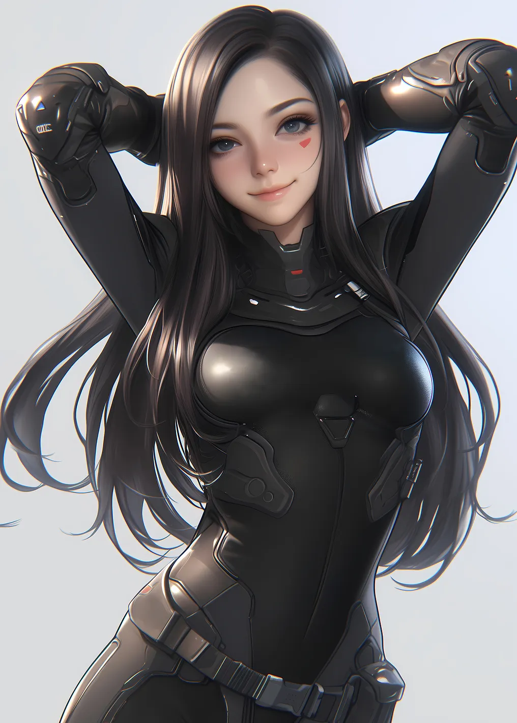 Reika Shimohira Anime Girl in Futuristic Black Suit